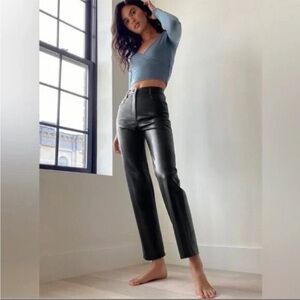 Wilfred Aritzia Pants Women 8 The Melina Faux Leather Black High Rise Straight